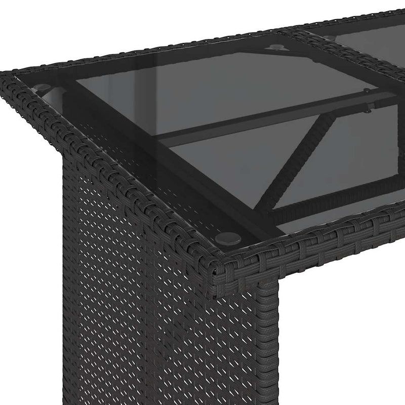 vidaXL Garden Table with Glass Top Black 110x68x70 cm Poly Rattan