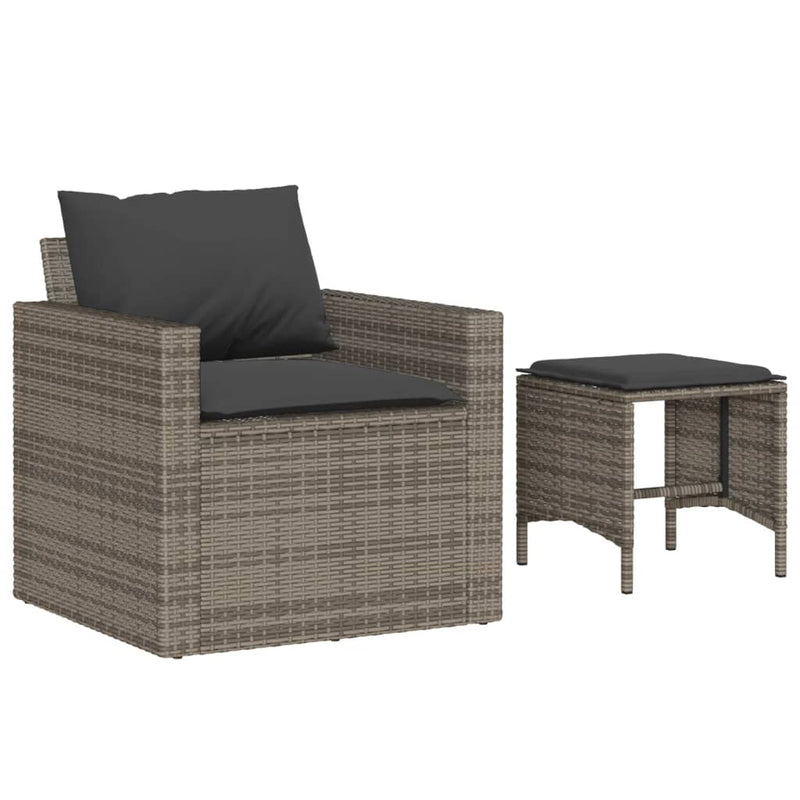 vidaXL 4 Piece Garden Sofa Set with Cushions Grey Poly Rattan