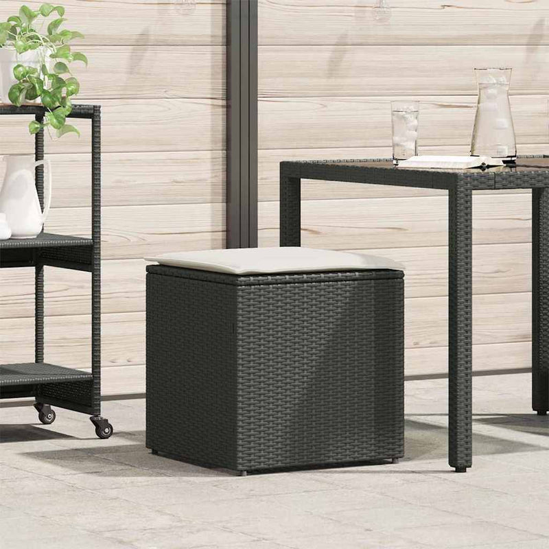 vidaXL Cushion Box with Storage Black 50 x 50 x 50 cm Poly Rattan