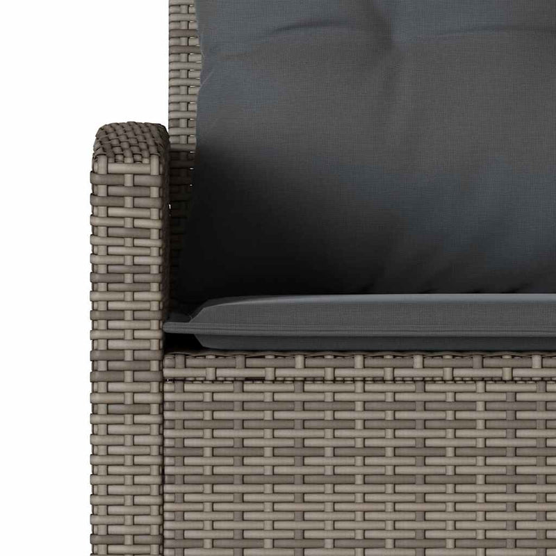 L-shaped Couch Sofa with Cushions Grey Poly Rattan