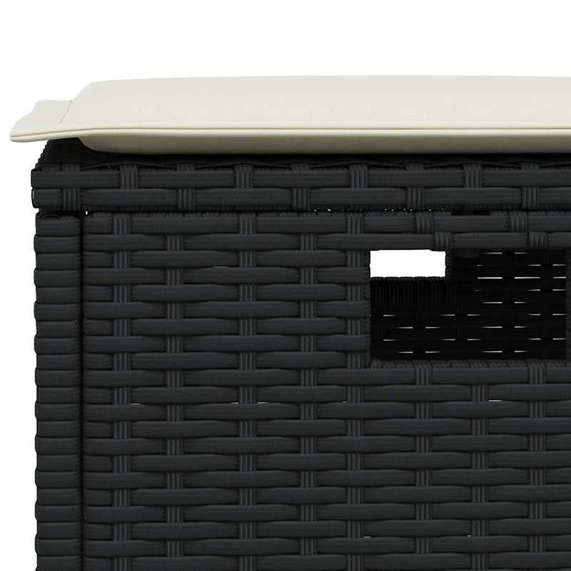 vidaXL 5 Piece Garden Dining Set with Cushions Black Poly Rattan