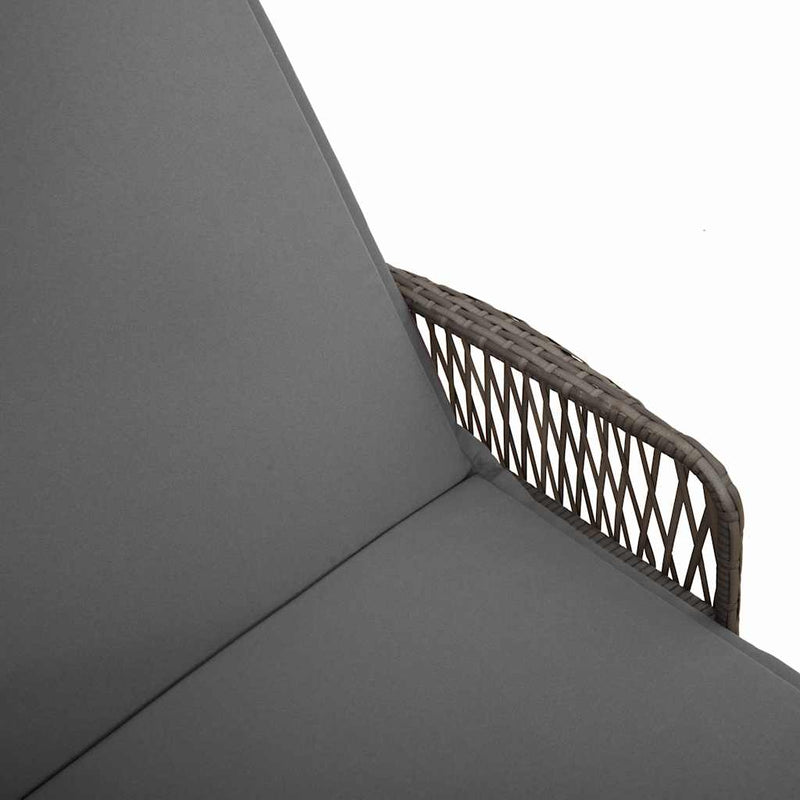 vidaXL Sun Lounger Grey and Dark Grey 55 x 200 x 92 cm Poly Rattan