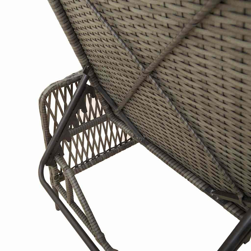 vidaXL Sun lounger Reclining 1-person Grey 157 x 55 x 92cm Poly Rattan