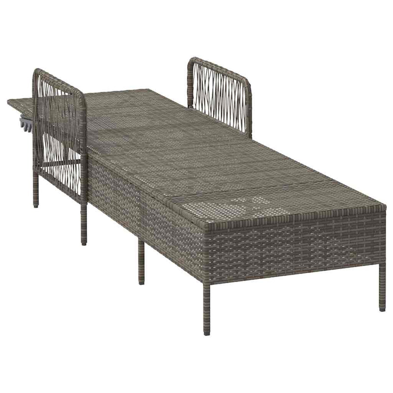 vidaXL Sun Lounger Grey and Dark Grey 55 x 200 x 92 cm Poly Rattan