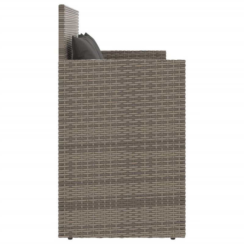 vidaXL Garden Bench with Cushions Grey Poly Rattan