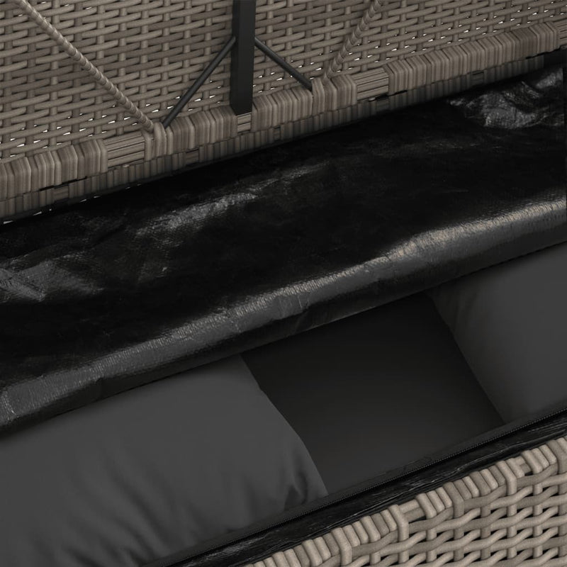 vidaXL Garden Bench with Cushions Grey Poly Rattan