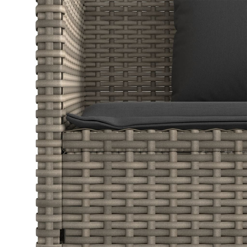 vidaXL Garden Bench with Cushions Grey Poly Rattan