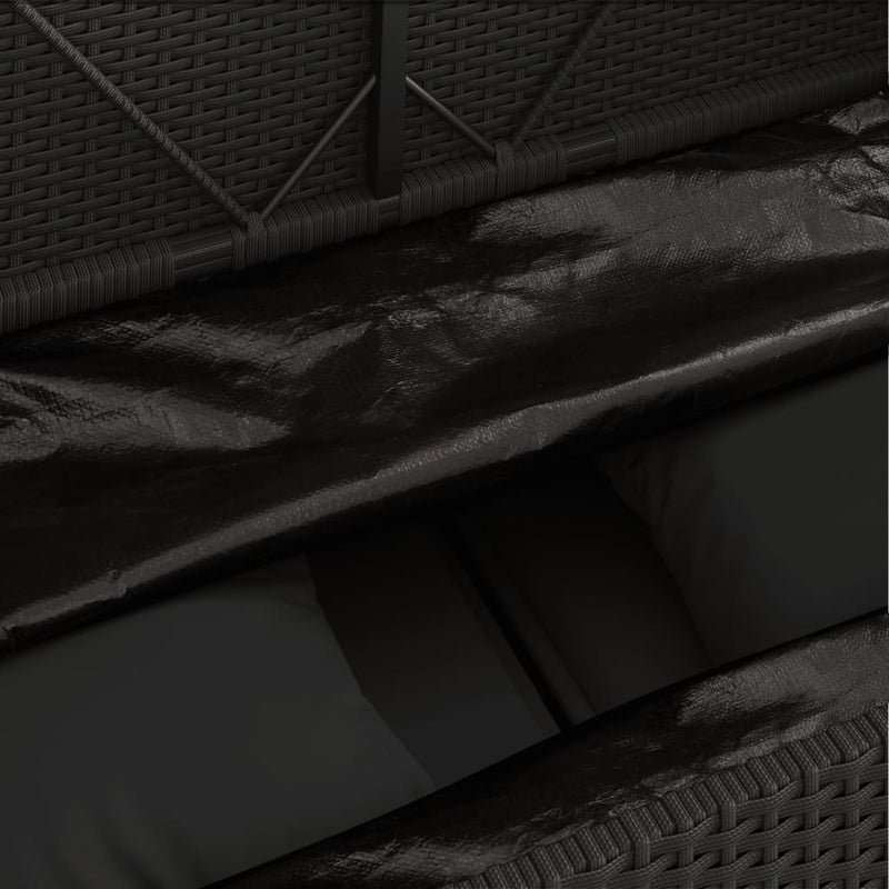 vidaXL Garden Bench with Cushions Black Poly Rattan
