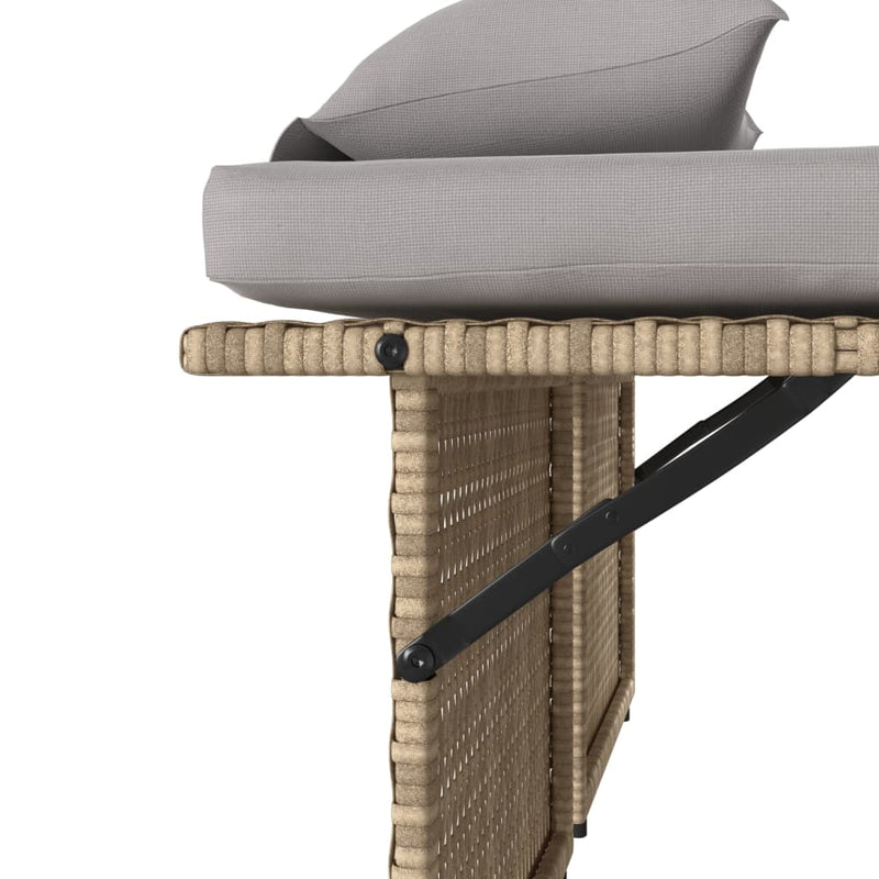 vidaXL Reclining Garden Bench with Cushions Beige Poly Rattan