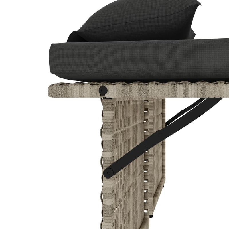 vidaXL Reclining Garden Bench with Cushions Light Grey Poly Rattan