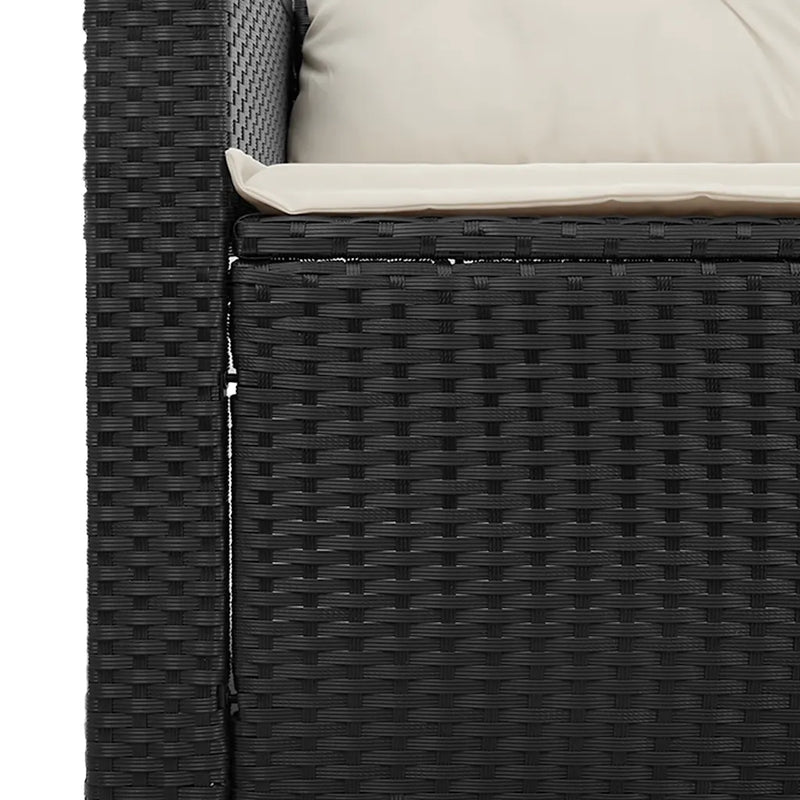 3 Piece Garden Sofa Set with Cushions Black Poly Rattan