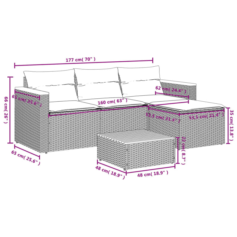 3 Piece Garden Sofa Set with Cushions Grey Poly Rattan