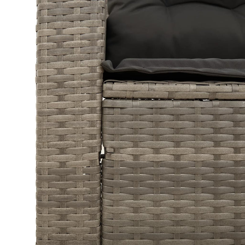 vidaXL Garden Sofa with Cushions 3-Seater Grey Poly Rattan