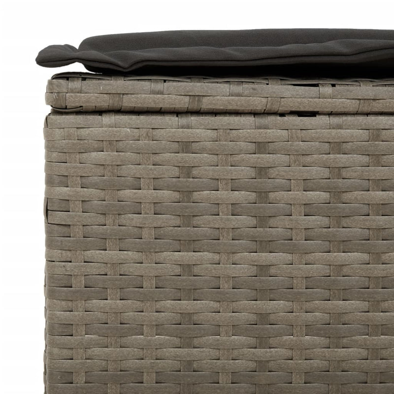 vidaXL Garden Sofa with Cushions 3-Seater Grey Poly Rattan