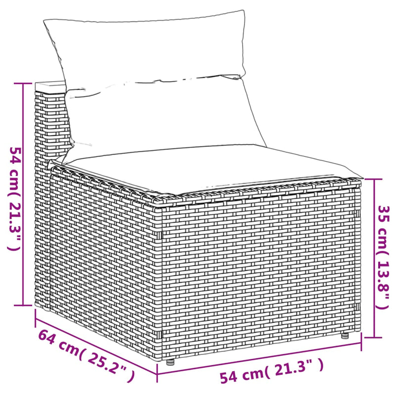 vidaXL Garden Sofas Armless with Cushions 2 pcs Black Poly Rattan