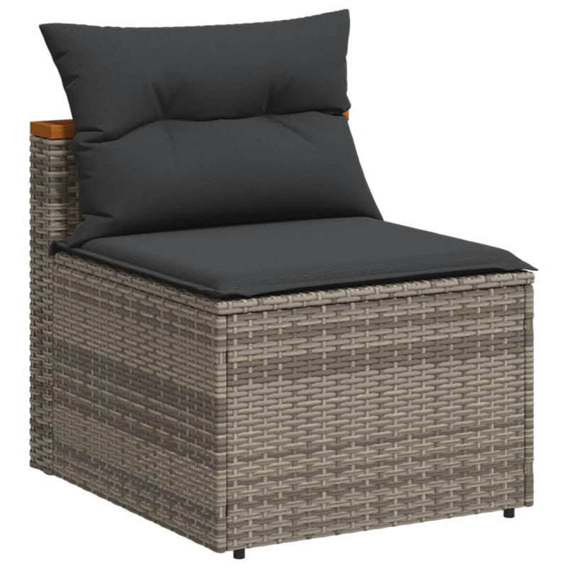 Garden Sofas Armless with Cushions 2 pcs Grey Poly Rattan