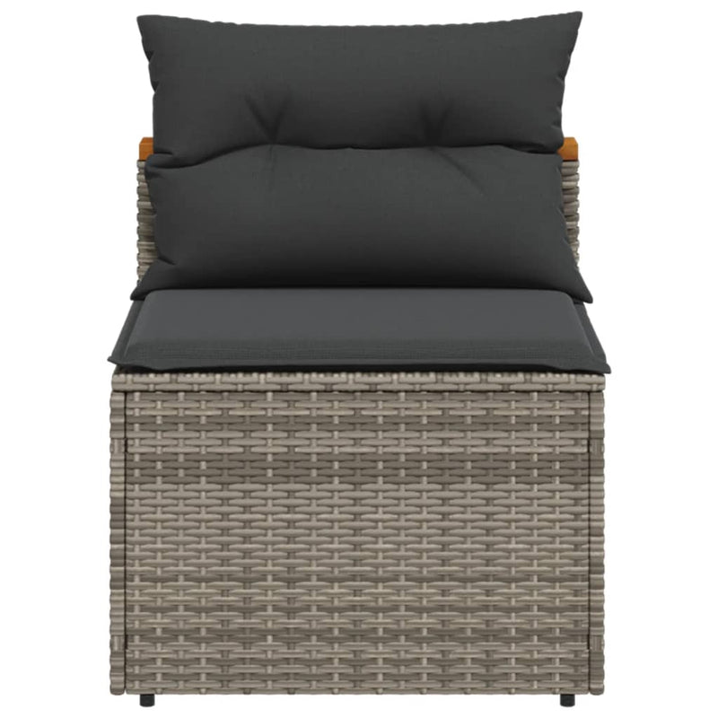 Garden Sofas Armless with Cushions 2 pcs Grey Poly Rattan