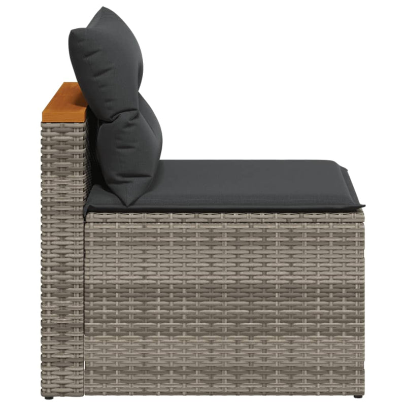 vidaXL Garden Sofas Armless with Cushions 2 pcs Grey Poly Rattan