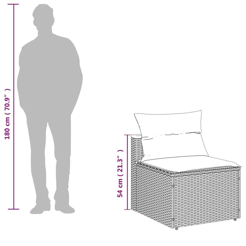 vidaXL Garden Sofas Armless with Cushions 2 pcs Grey Poly Rattan