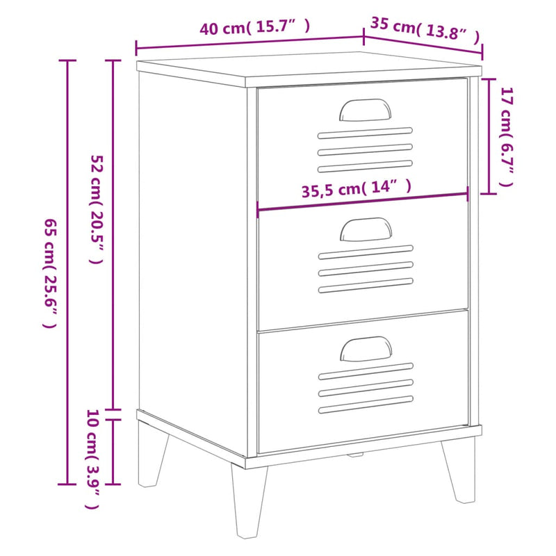 vidaXL Bedside Cabinet VIKEN Black Engineered Wood