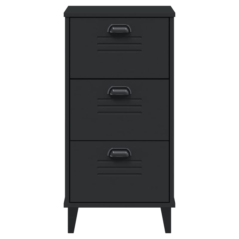 vidaXL Bedside Cabinet VIKEN Black Engineered Wood