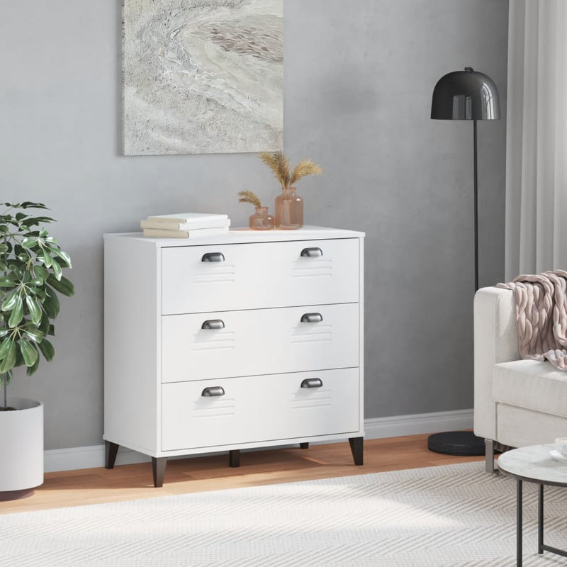 Drawer Cabinet VIKEN White Solid Wood Pine