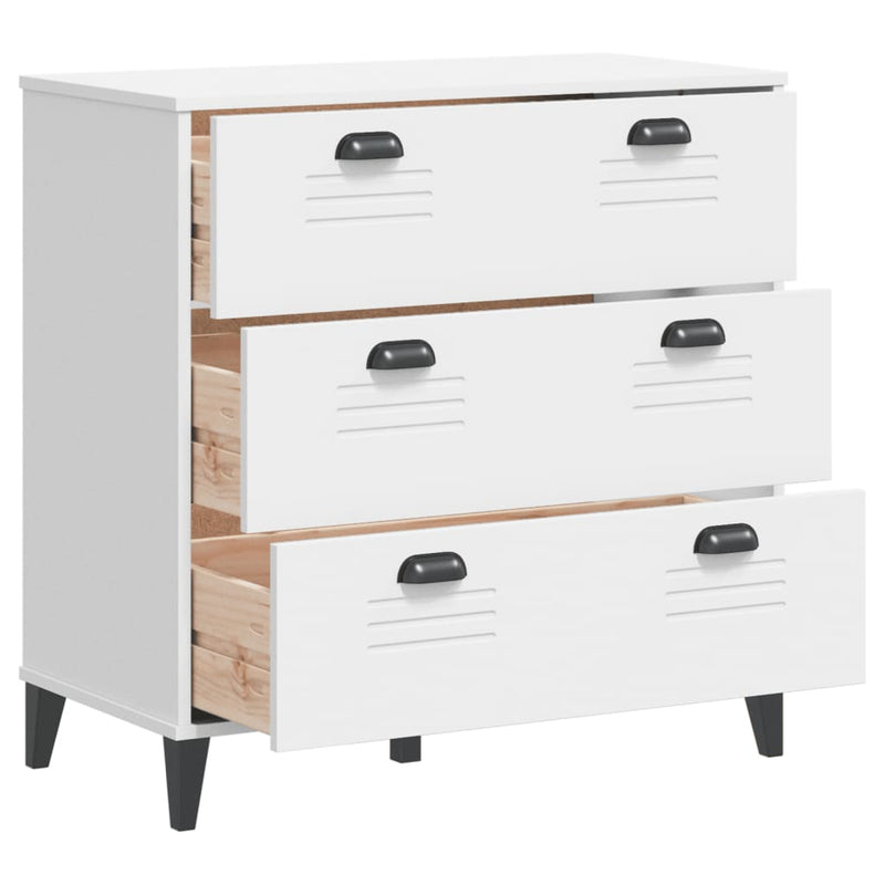 Drawer Cabinet VIKEN White Solid Wood Pine