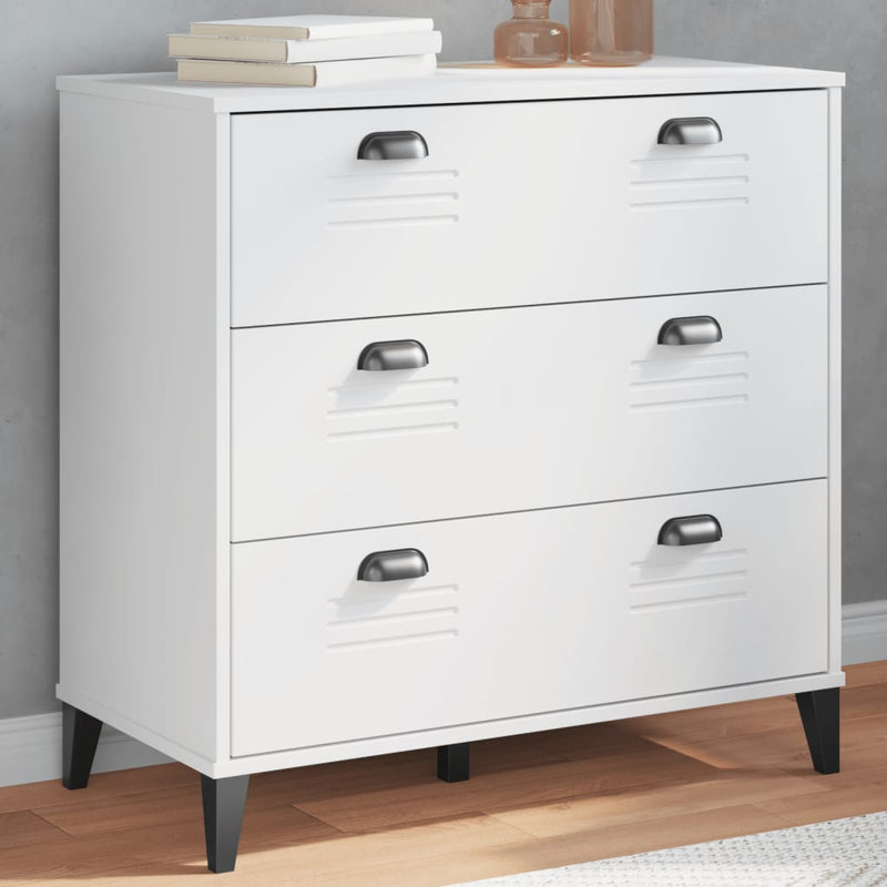 Drawer Cabinet VIKEN White Solid Wood Pine