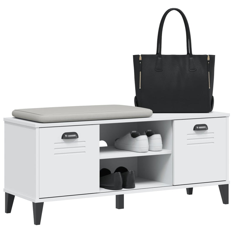 vidaXL Shoe Bench VIKEN White 106x35x45 cm Engineered Wood