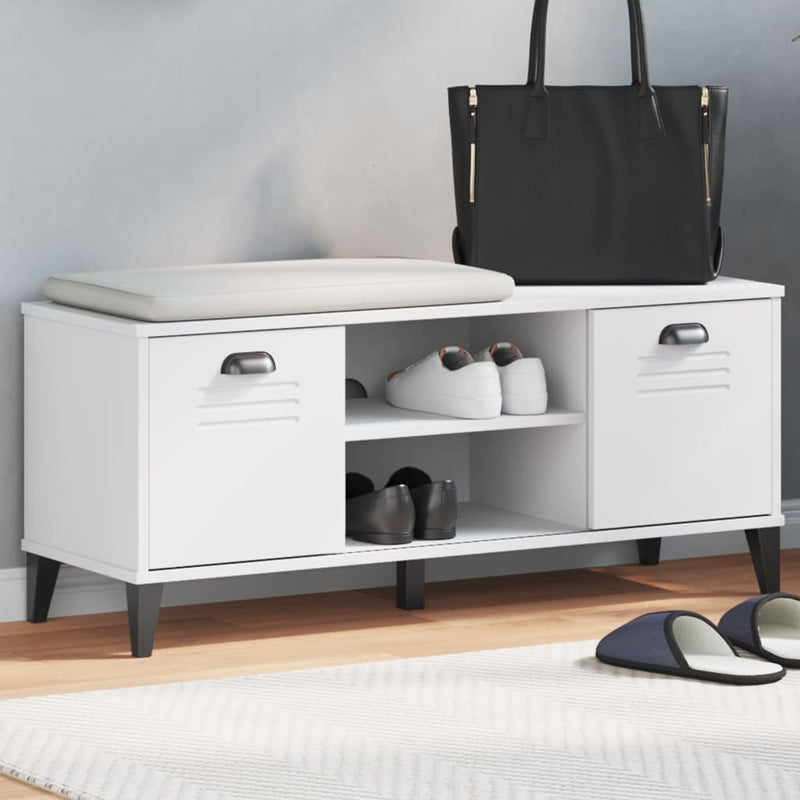 vidaXL Shoe Bench VIKEN White 106x35x45 cm Engineered Wood