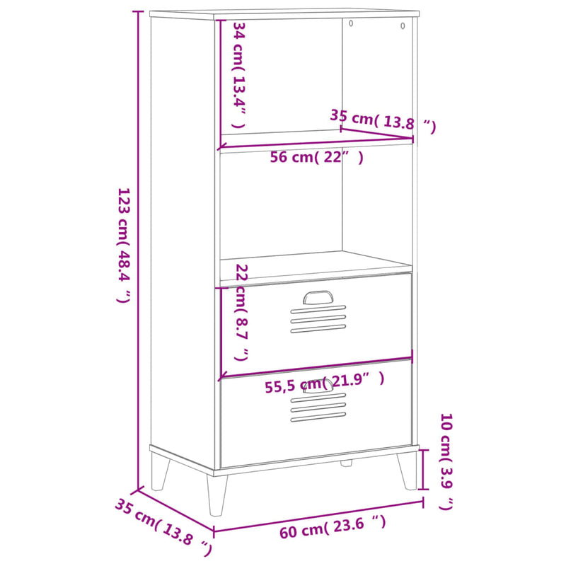 vidaXL Bookcase VIKEN White 60x35x123 cm Engineered Wood
