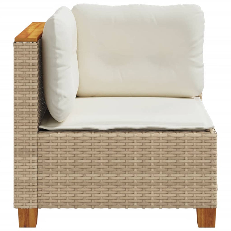 vidaXL Garden Sofa Corner with Cushions Beige Poly Rattan