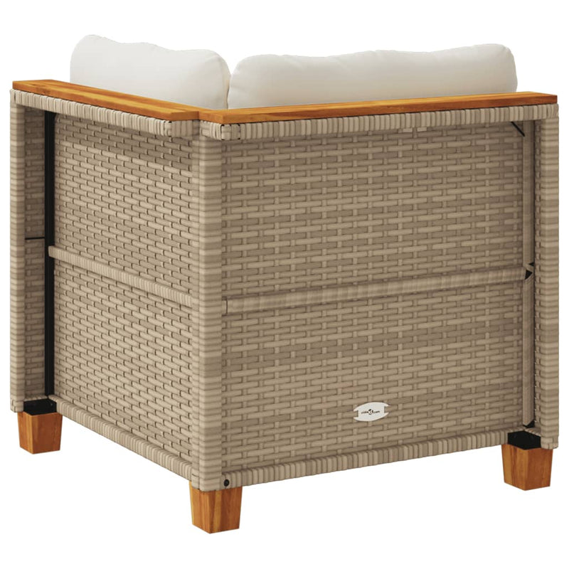 vidaXL Garden Sofa Corner with Cushions Beige Poly Rattan