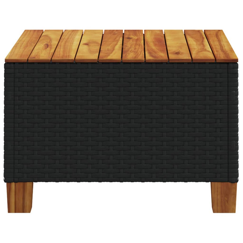 vidaXL Garden Table Black 55x55x36 cm Poly Rattan Acacia Wood