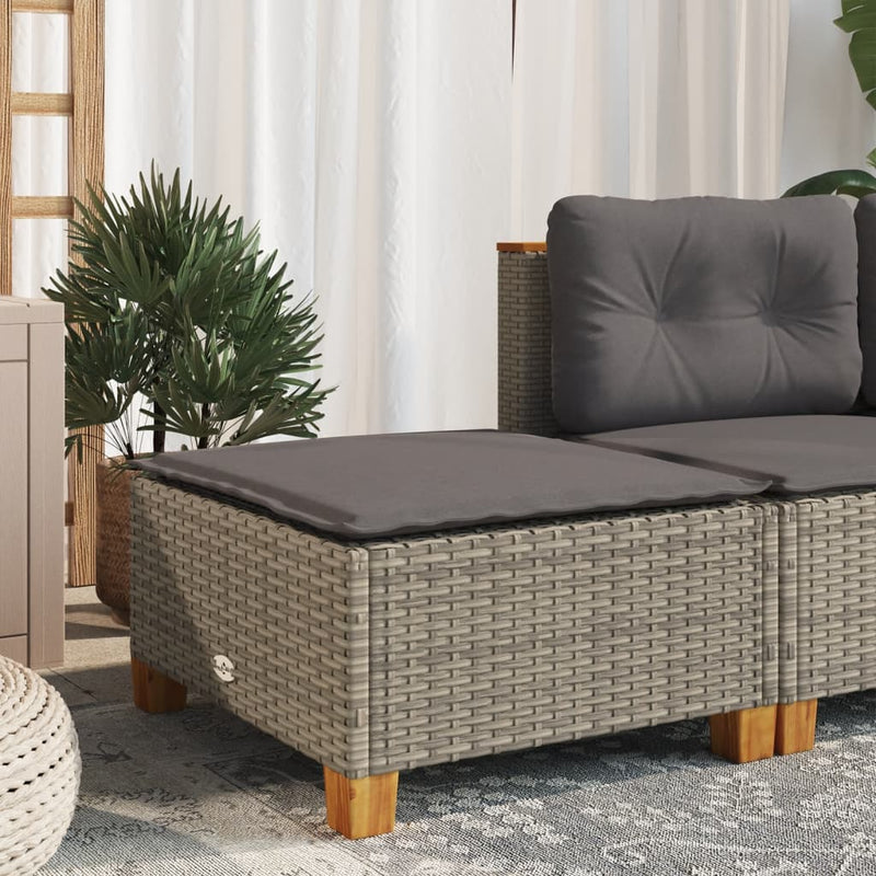 vidaXL Garden Stool with Cushion Grey 63.5x56x32 cm Poly Rattan