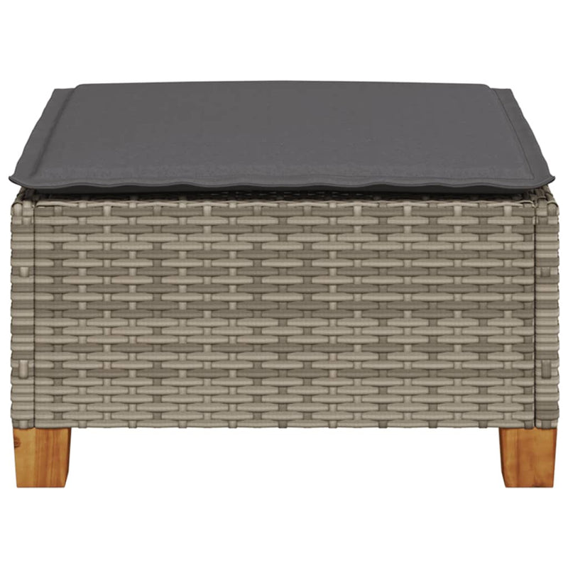 vidaXL Garden Stool with Cushion Grey 63.5x56x32 cm Poly Rattan