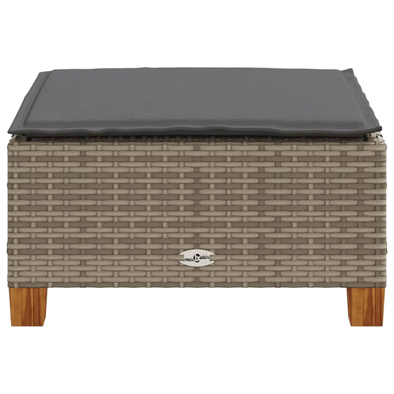 vidaXL Garden Stool with Cushion Grey 63.5x56x32 cm Poly Rattan