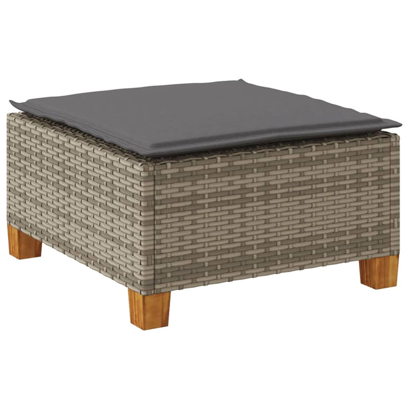 vidaXL Garden Stool with Cushion Grey 63.5x56x32 cm Poly Rattan