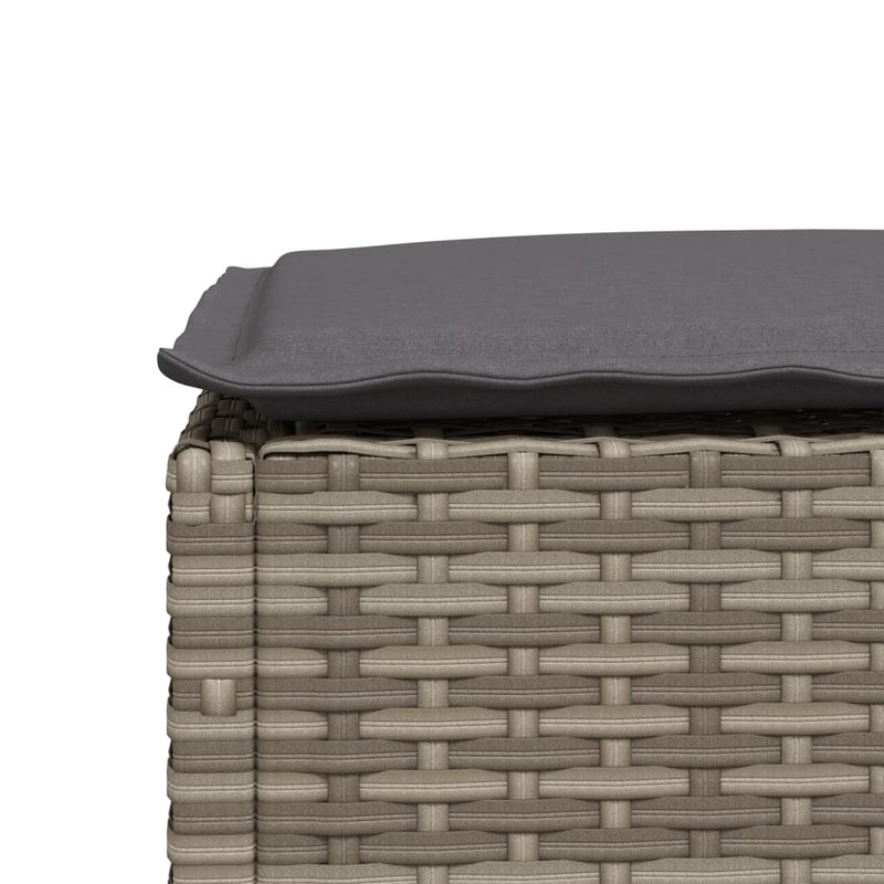 vidaXL Garden Stool with Cushion Grey 63.5x56x32 cm Poly Rattan