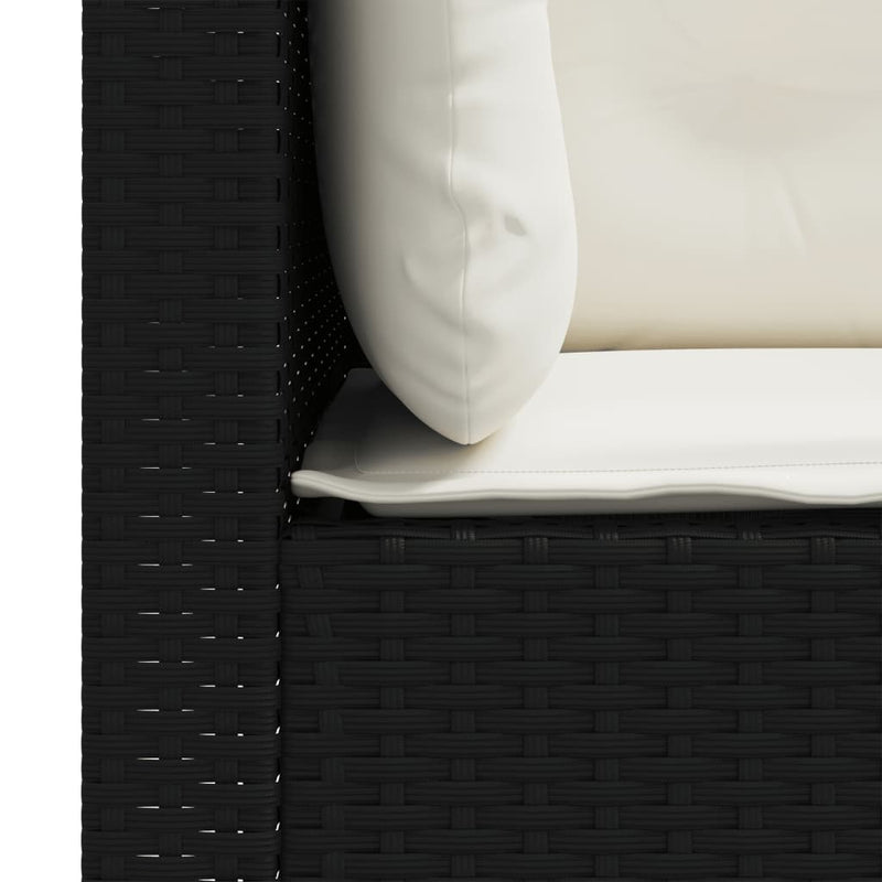 vidaXL Garden Sofas Corner with Cushions 2 pcs Black Poly Rattan