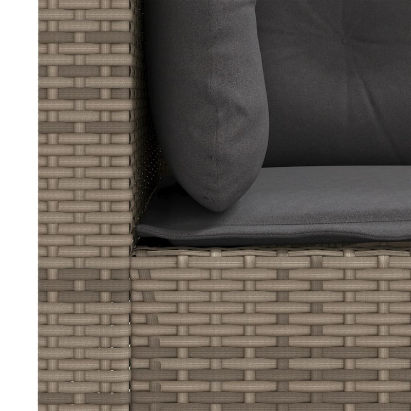 vidaXL Garden Sofas Corner with Cushions 2 pcs Grey Poly Rattan