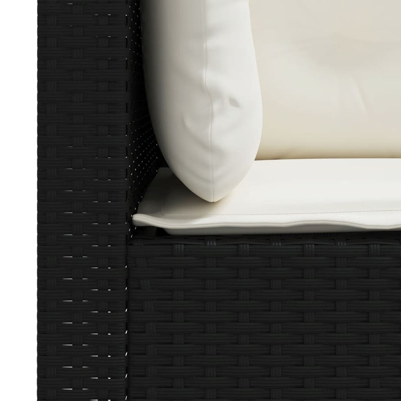 vidaXL Garden Sofa with Cushions 3-Seater Black Poly Rattan