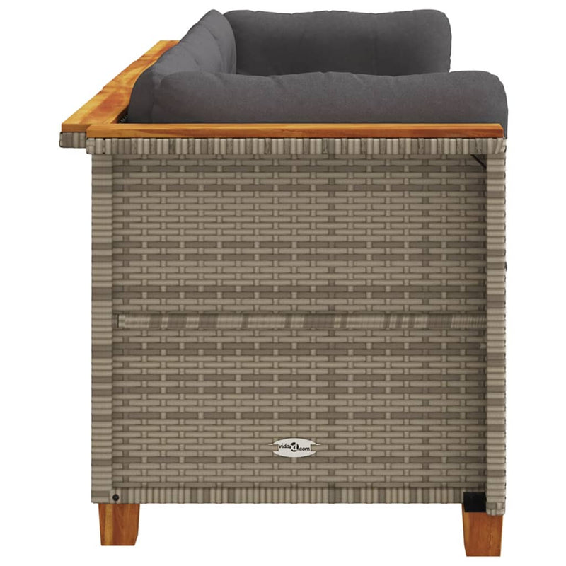 vidaXL Garden Sofa with Cushions 3-Seater Grey Poly Rattan