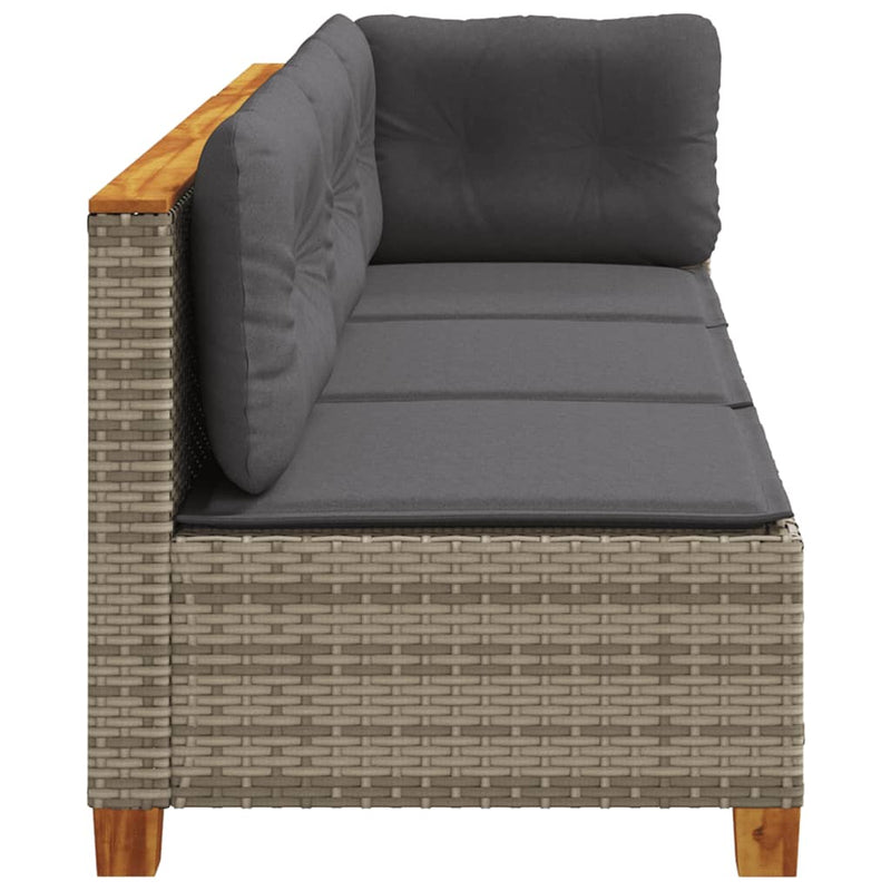 vidaXL Garden Sofa with Cushions 3-Seater Grey Poly Rattan