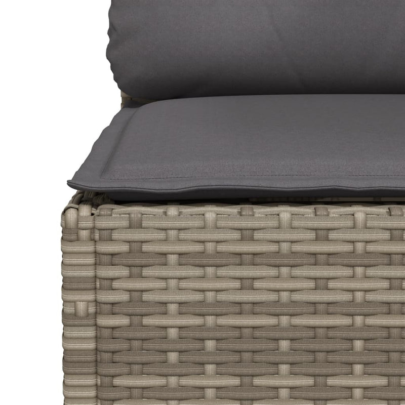 vidaXL Garden Sofa with Cushions 3-Seater Grey Poly Rattan