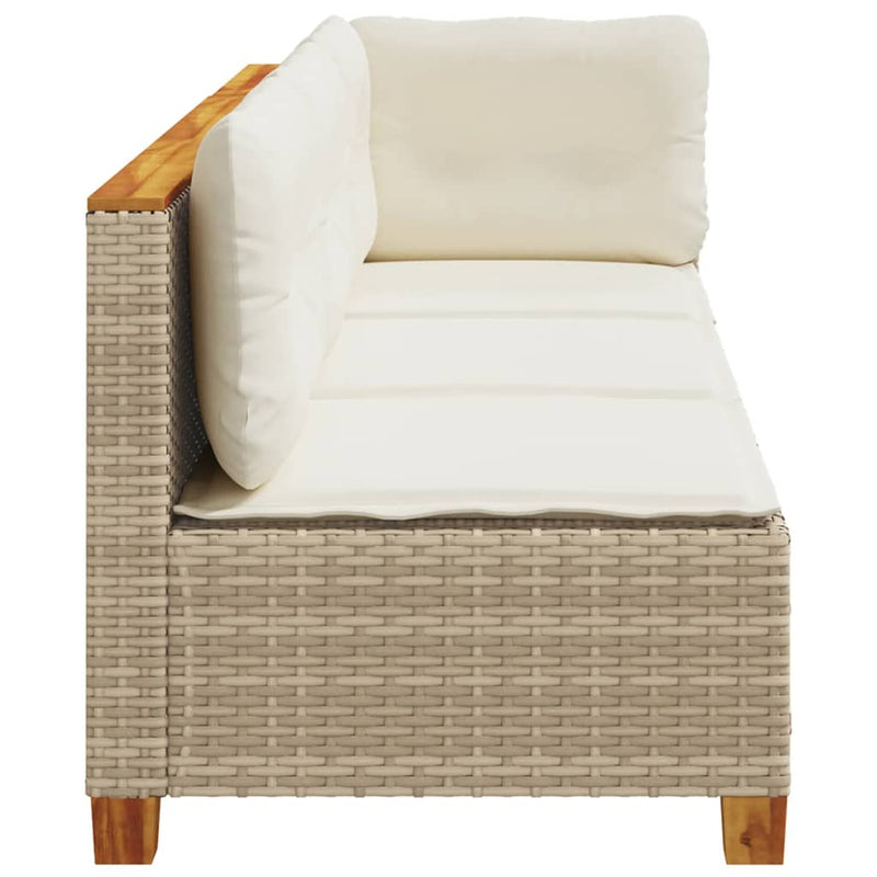 vidaXL Garden Sofa with Cushions 3-Seater Beige Poly Rattan