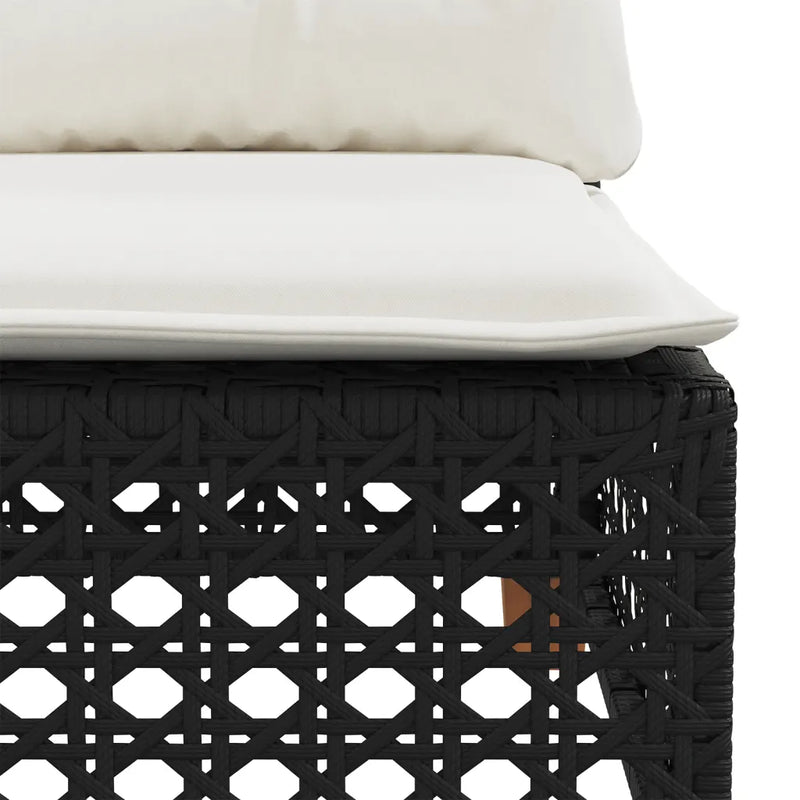 Garden Sofa Corner with Cushions Black Poly Rattan