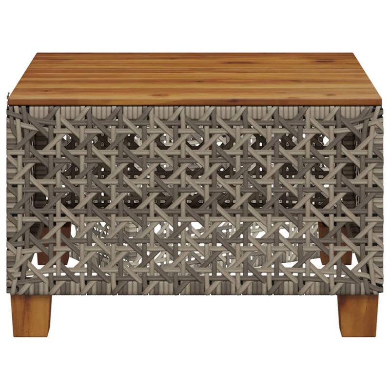 vidaXL Garden Table Grey 55x55x36 cm Poly Rattan Acacia Wood