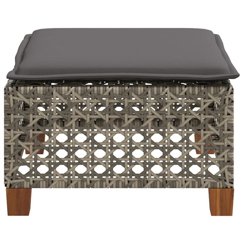 vidaXL Garden Stool with Cushion Grey 63.5x56x32 cm Poly Rattan