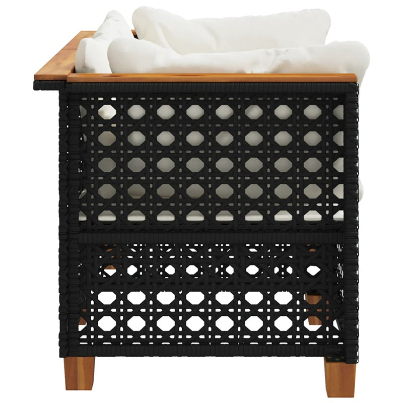 vidaXL Garden Sofas Corner with Cushions 2 pcs Black Poly Rattan